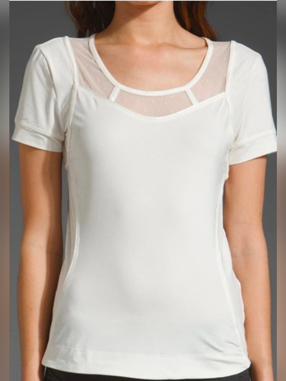 Adidas White Stella McCartney Mesh Detail Yoga Top. Small.